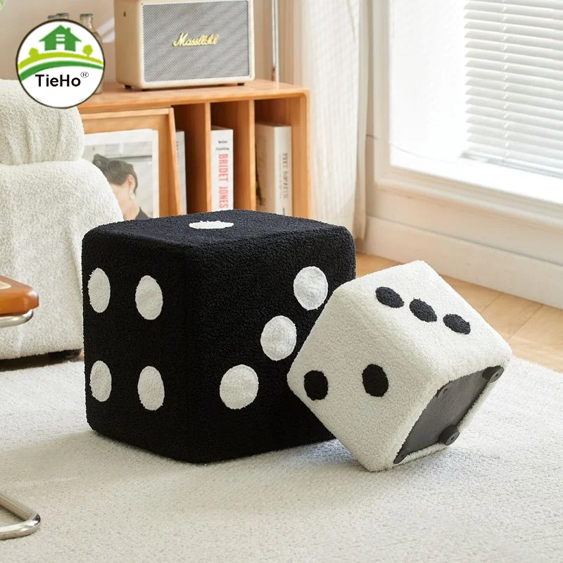 

Living Room Lamb Fleece Dice Shoe Stool Children's Creative Small Shoe Ottoman Solid Wood Shoe Bench Shoe Cabinet Home Furniture