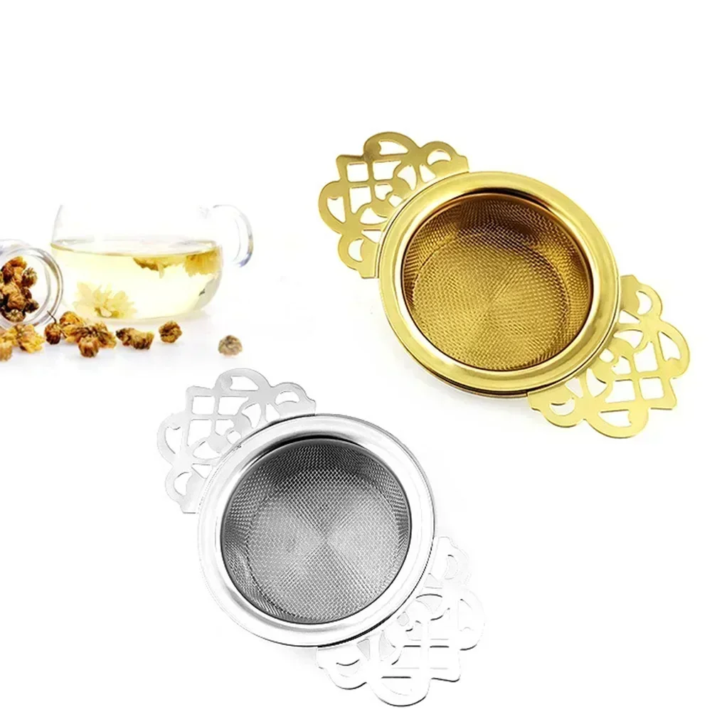 Double Ear Spice Infuser Filter Loose Leaf With Drip Bowl Tea Strainer Tea With Double Wing Handles Stainless Steel Kitchen Tool tea infuser
