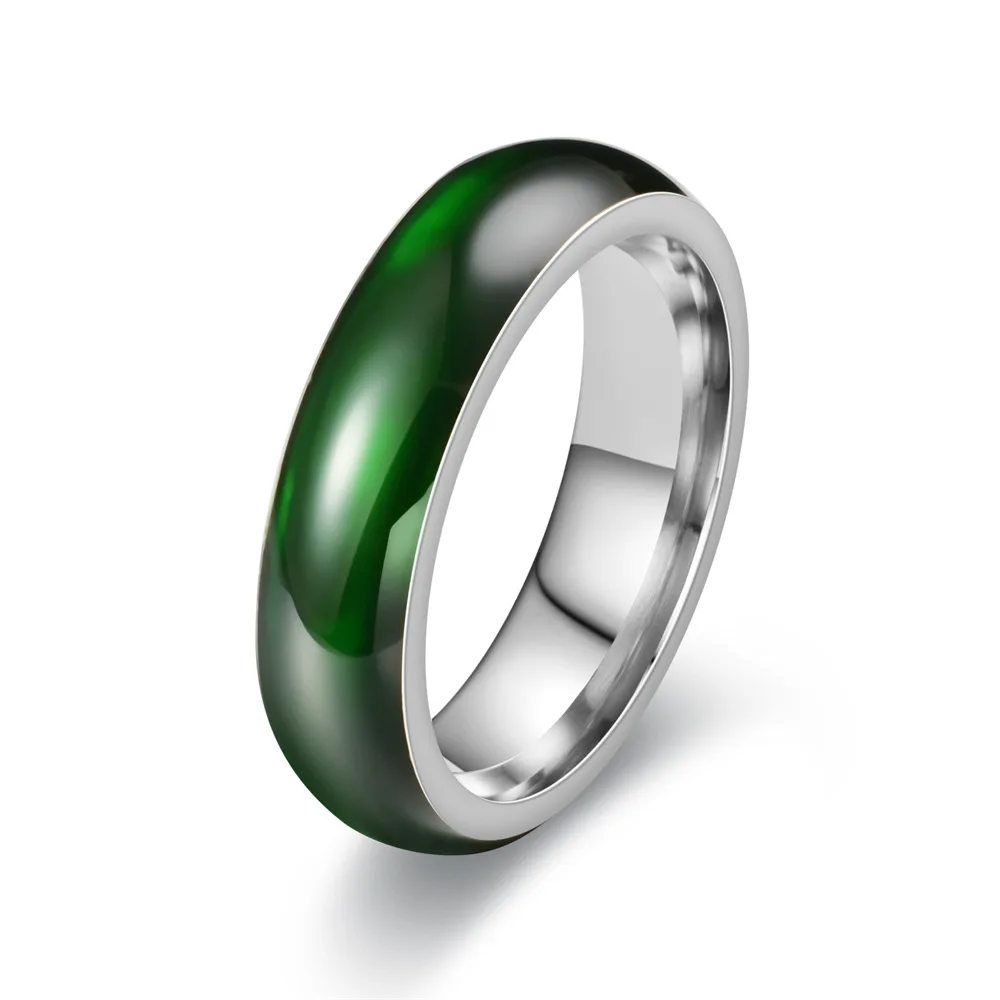 6mm 316L Stainless steel Ring for Men And Women Center Cool Green White Wide Jade Color Men Ring JR2065