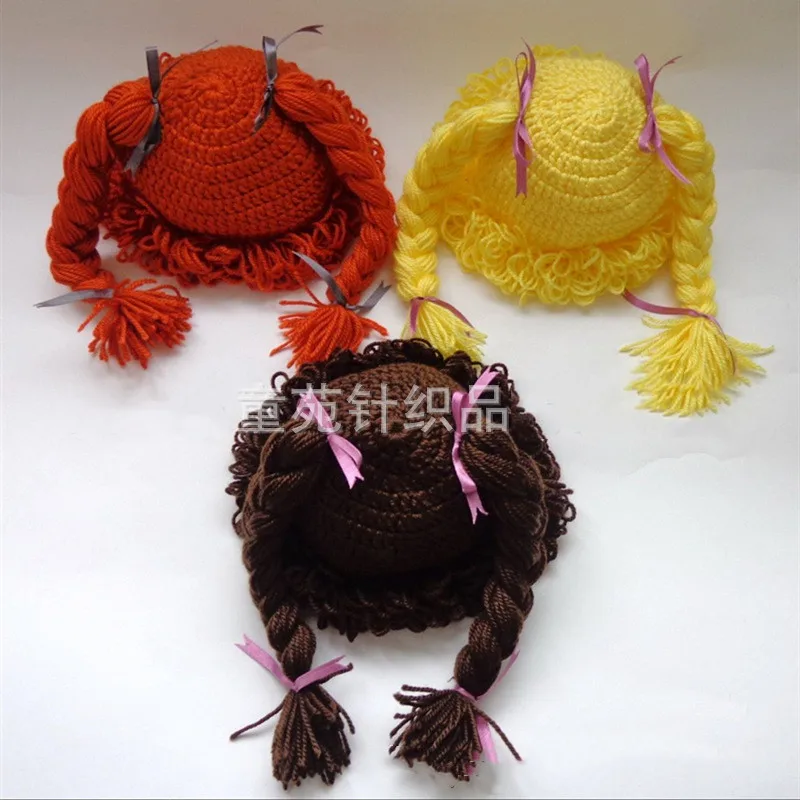 pigtail peruca boné artesanal crochê de lã