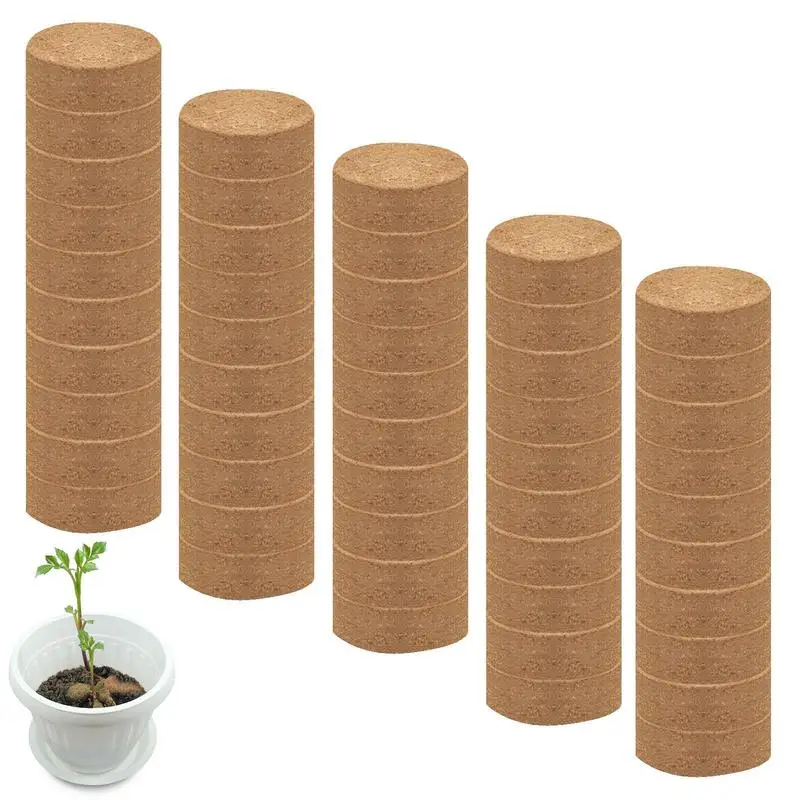 

Compressed Coconut Fiber Coir Pellet 50pcs Nutrient Potting Soil Lightweight Planting Soil Block Indoor Outdoor Garden Supplies