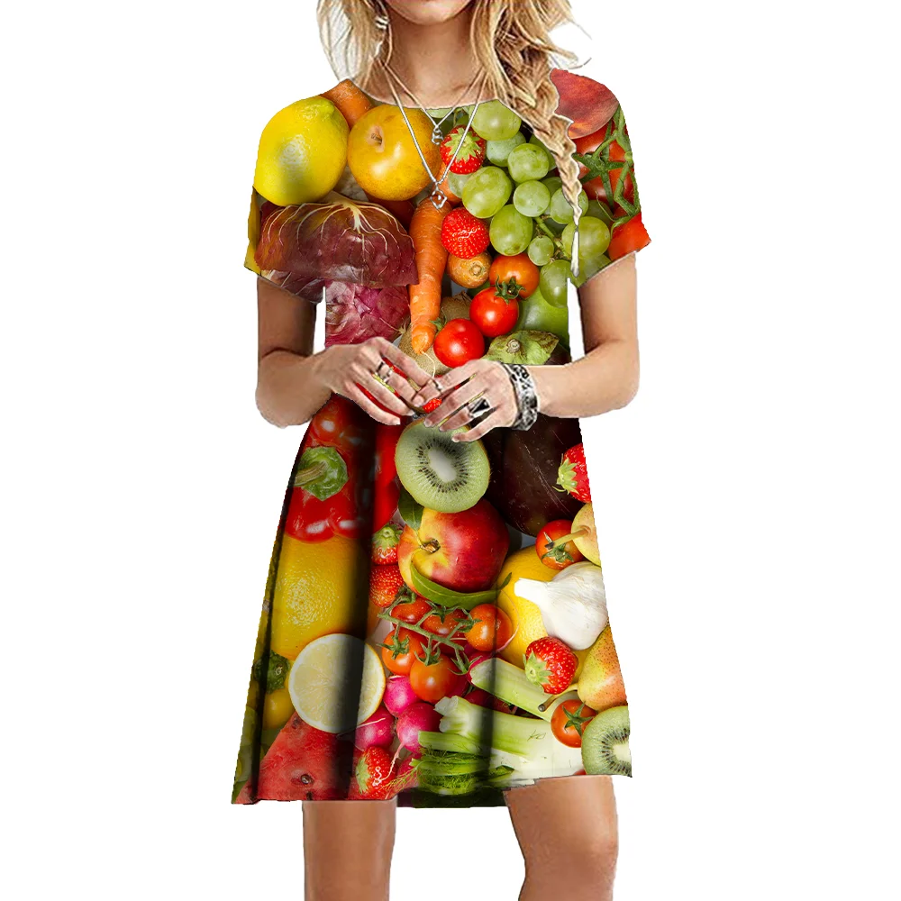 white christmas dresses Citrus Fruits Silk Dress M/L