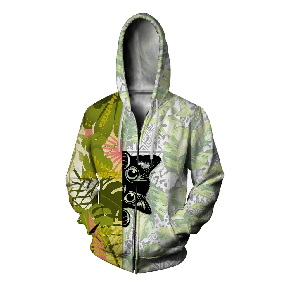 thumbnail image 1 of Ropa de otoño para hombre, ropa Y2k, sudadera con capucha y cremallera, sudadera holgada con capucha, sudadera con capucha y cremallera con estampado de gatito y zorro, sudadera nueva de moda, 1 of 4