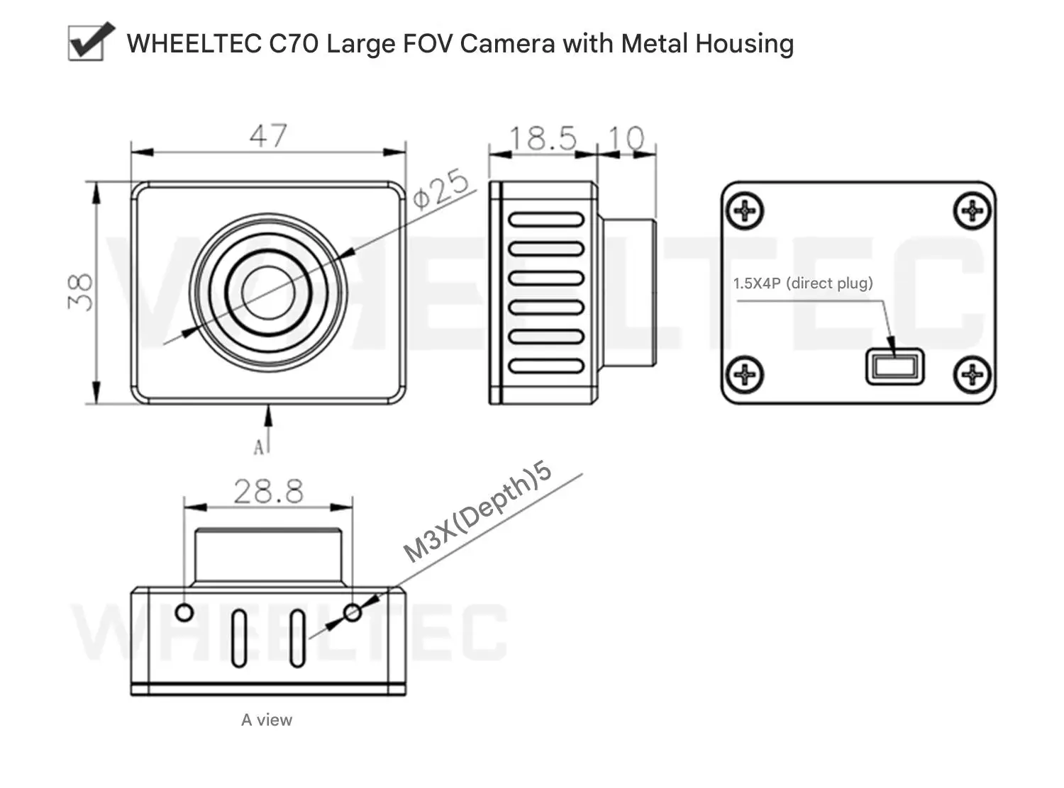 WHEELTEC C70 C100 HD RGB camera, HD imaging, megapixel, driver-free UVC plug and