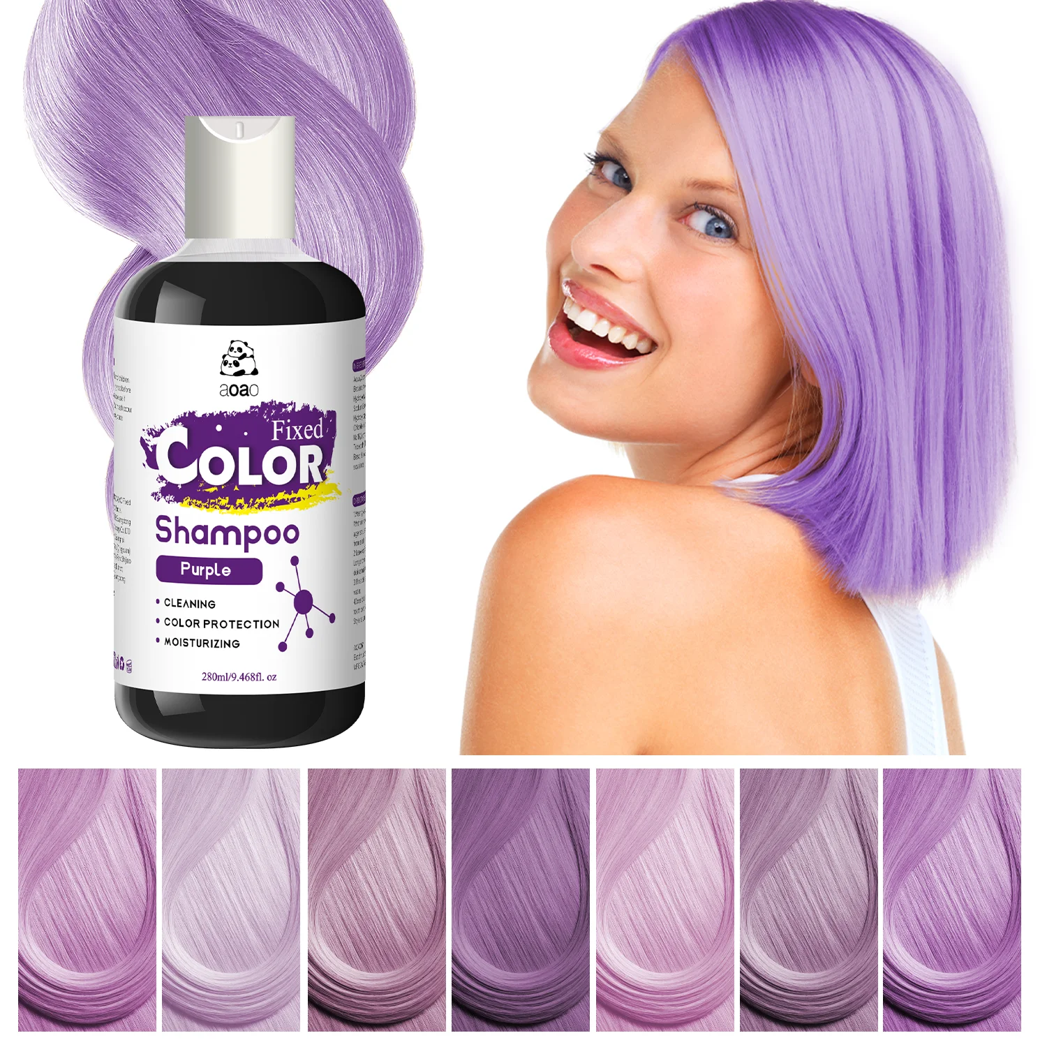 שמפו קבוע בצבע סגול עם שמן קוקוס, שמפו להבהרת צבע השיער