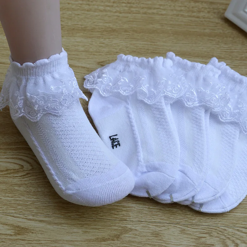 10 Pairs/lot Kids Baby Girls Socks Lace Ruffle Mesh Children Ankle Short Princess Breathable Cotton Pink White Blue Toddler Sock