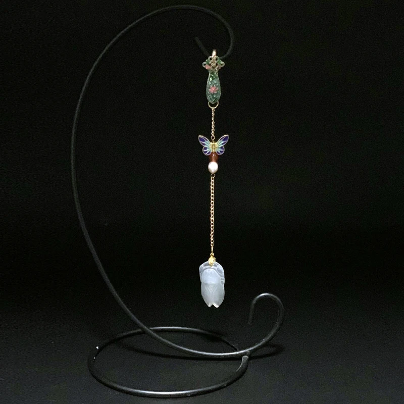 Natural Jade Classical Chinese Style Cheongsam Tassel Lappet Pendant Hanfu Zen Tea Clothes Brooch Accessories