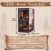 CUTEBEE Book Nook Miniature Doll House Kit Bookshelf Insert With Touch Light Dust Cover DIY Booknook Gifts Rose Detective Agency 6
