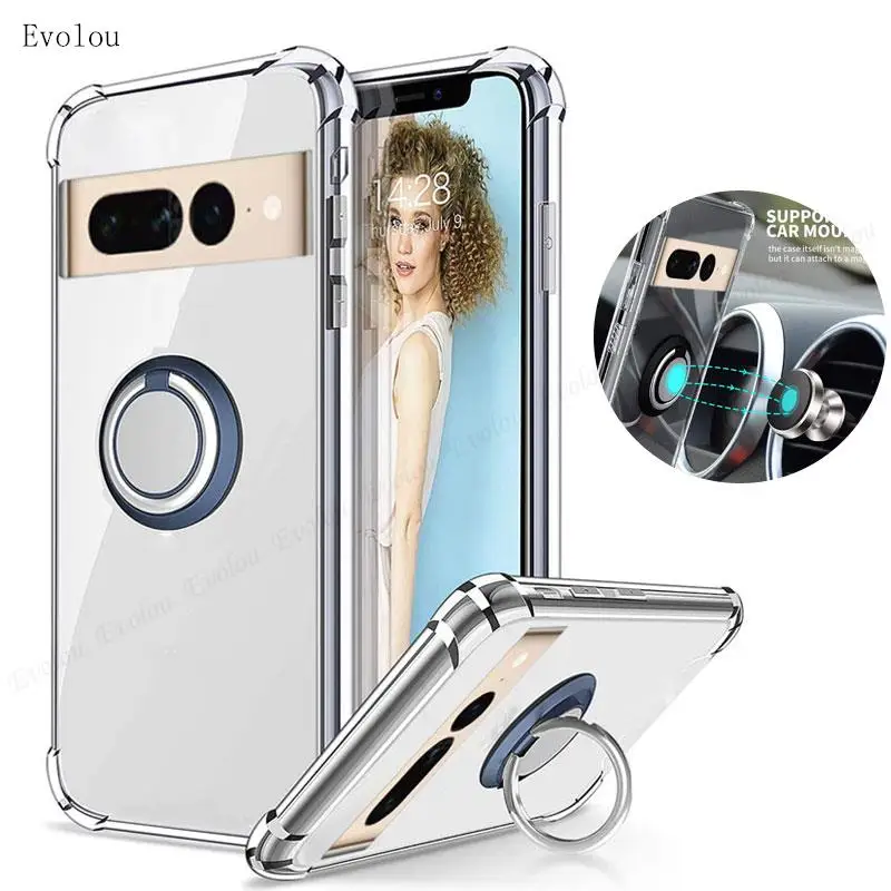 Enhanced Magnetic Ring Holder Transparent Silicone Case