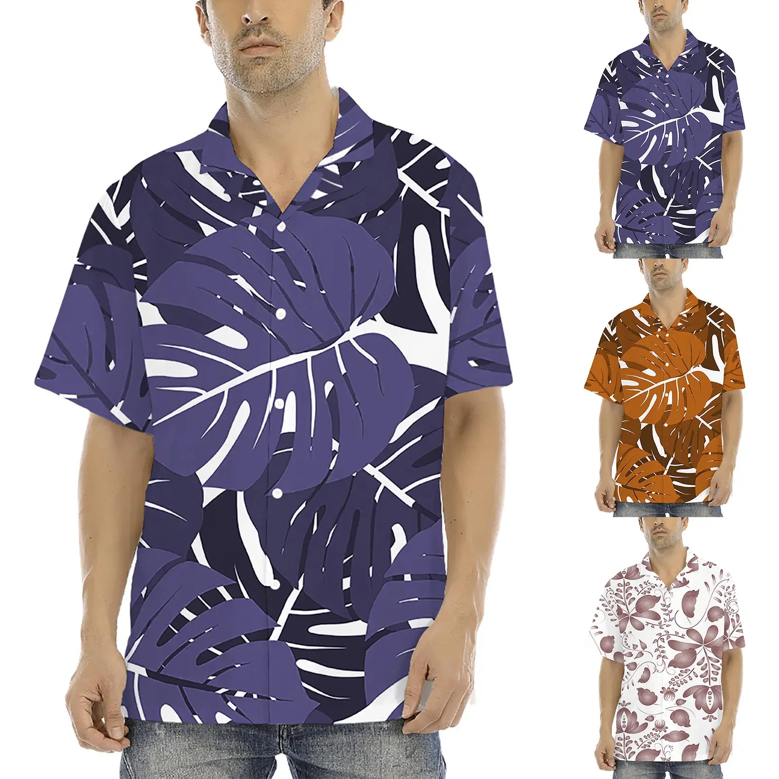 

Custom Logo Men's Shirts Sets Short Sleeve Casual Button Down Street Wear Blouse Tops For Spring Autumn Oversized Casual Shirt