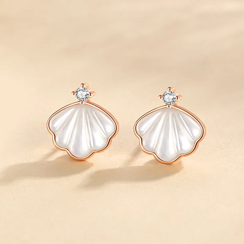 

New Arrival Rose Gold Stud Sterling for Women 925 Sterling Silver Earring with Skirt Shaped Valentine's Day Holiday Gift Jewelry