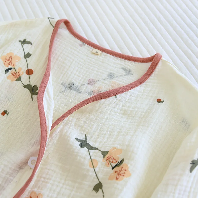 New Sleepwear Gauze Cotton Pajamas For Women Floral Long Sleeve Loungewear 2023 Spring Fashion Home Clothing Homewear