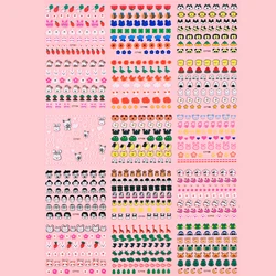Children's Cartoon Animal Glitter Nail Stickers - 15pcs Cute Kawaii Rabbit, Dog, Bear Decals (15 sheet)