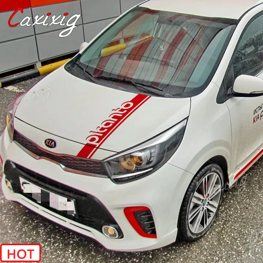 Per Kia Picanto Morning Sport Stripes Car Hood Bonnet Sticker Auto Engine Cover Decor Decalcomanie In Vinile Accessori Per Lo Styling Da Corsa