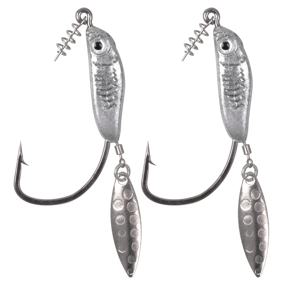 

6PCS Weighted Fishing Hook with Twist Lock Spinner blade lure 7g 10g Jig head crank bait fish hooks for Bass Walleye Worm Bait