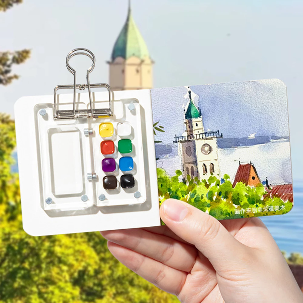 Transparent Painting Color Panel Mini Color Boxes Convenient to Carry Outdoor Sketch Watercolor and Oil Painting