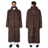 Winter Thickened Suede Velvet Men's Muslim Robe Bisht Coat for Prayer Warm Cardigan Eid Djellaba Islam Jubba Thobe Hooded Abaya
