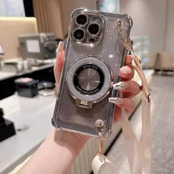 Shockproof Glitter Lanyard Case with Plating and Phone Holder Bracket Cover for Mi 14 (2)