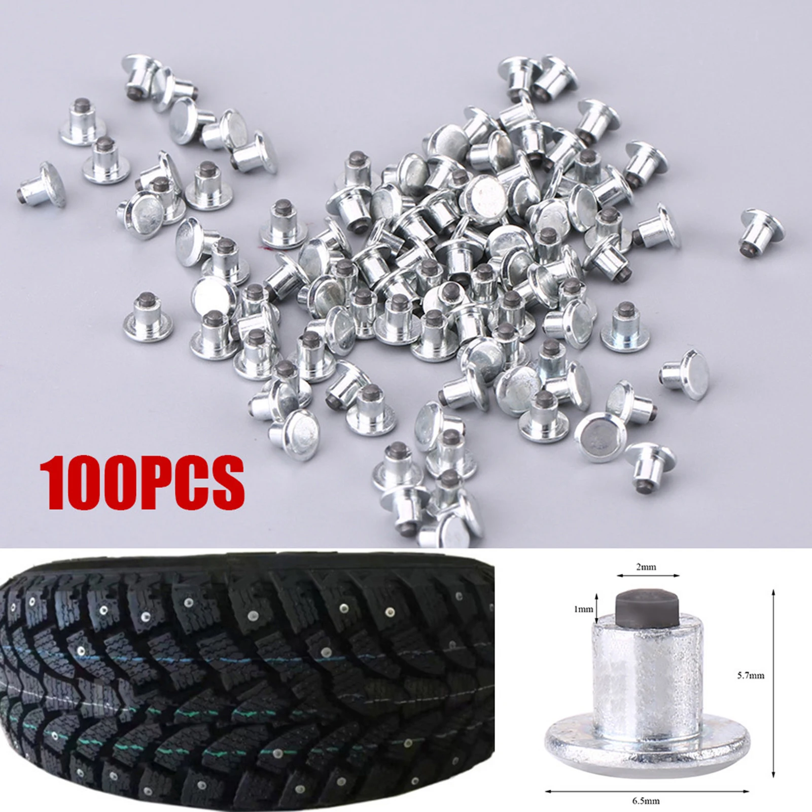 100pcs 6.5mm/0.26' Wheel Tyre Stud Screws for Bike Motorcycle ATV Shoes wheel tyre studs