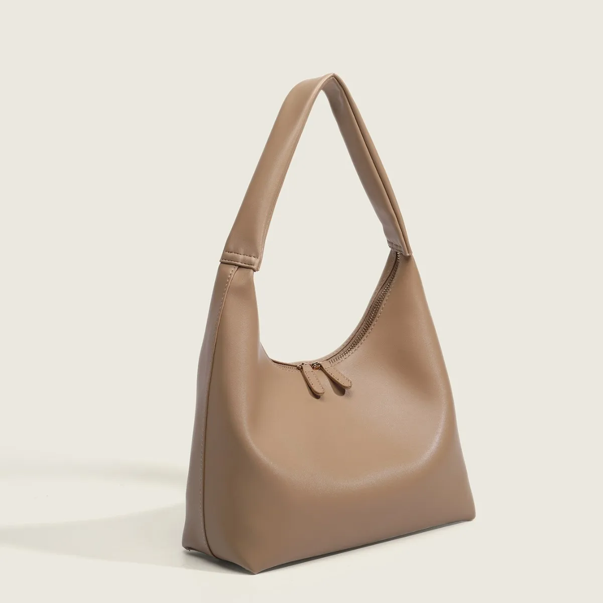 2025 Summer Korean Retro Tote Bag for Women - Milk Tea Color, Large Capacity Soft Leather Shoulder & Underarm Commuter Purse