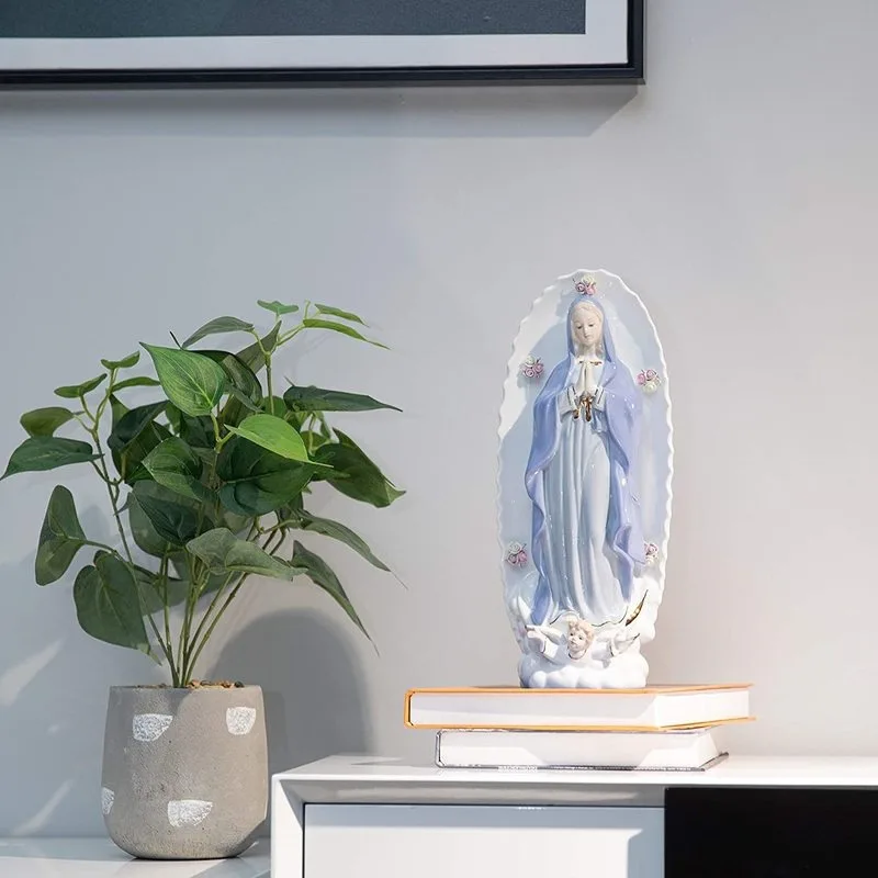 Fine Porcelain Virgin Mary Statue Our Lady of Guadalupe Virgin Mary Figurine Hand-Painted Figure Christian Statue
