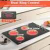 30" Electric Ceramic Cooktop 4 Burner Built-in Stove Top Touch Knob Control 6700W Child Lock 5