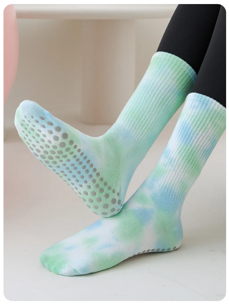 Yoga Socks Women Cotton Tie-dyed Silicone Non-slip Pilates Grip Crew Sock 23 S0b1edbbc1f834d278afb27a156aff39bb