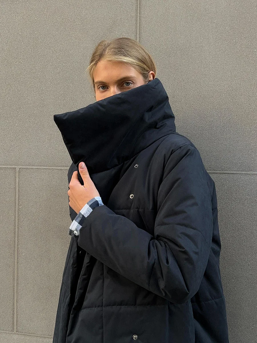 Winter Female Parkas Outwear Loose Lace-Up High Waist Long Sleeve Pocket Lapel Bandage Coat For Women Solid Parkas