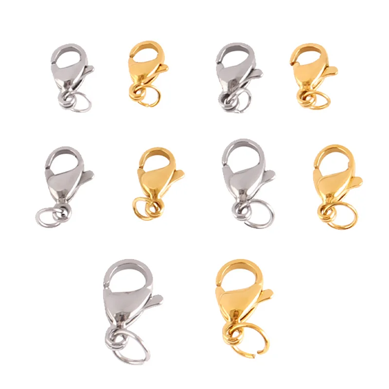 

30pcs Stainless Steel Gold Color Lobster Clasp With Jump Rings For DIY Jewelry Bracelet Necklace Making Accessories Findings