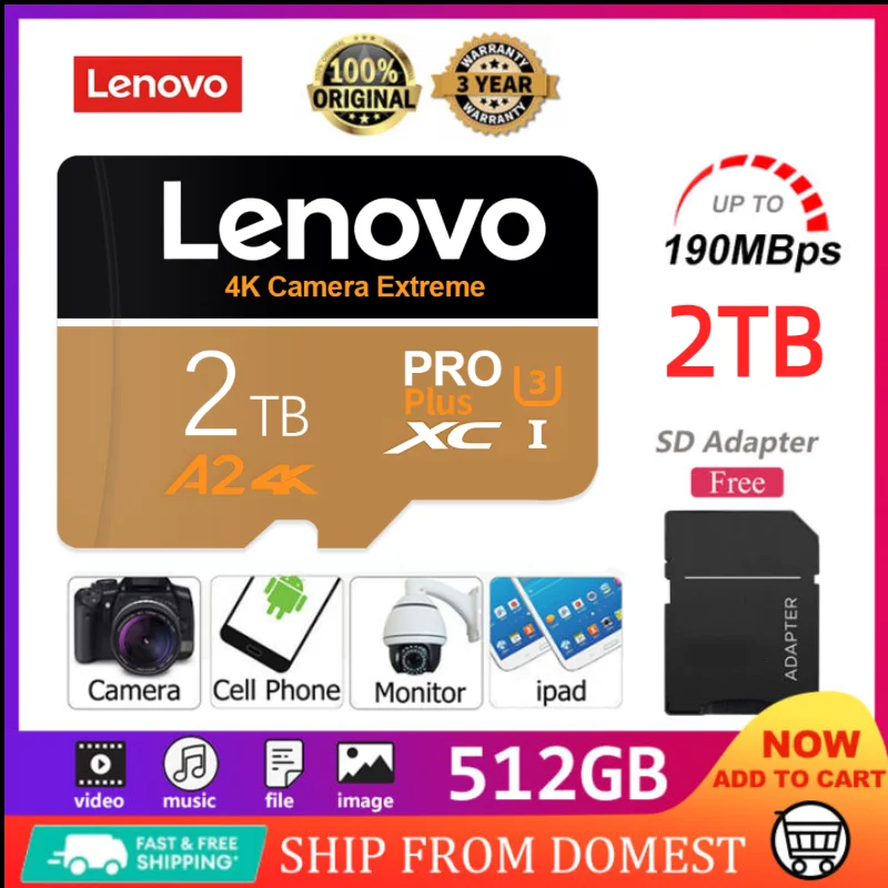 Scheda Di Memoria Lenovo Ad Alta Velocità V30 Micro Tf Sd Card 512Gb Mini Sd Card 256Gb Uhs-1 Tf Flash Card 128Gb Per Nintendo 64 Ps4 Ps5