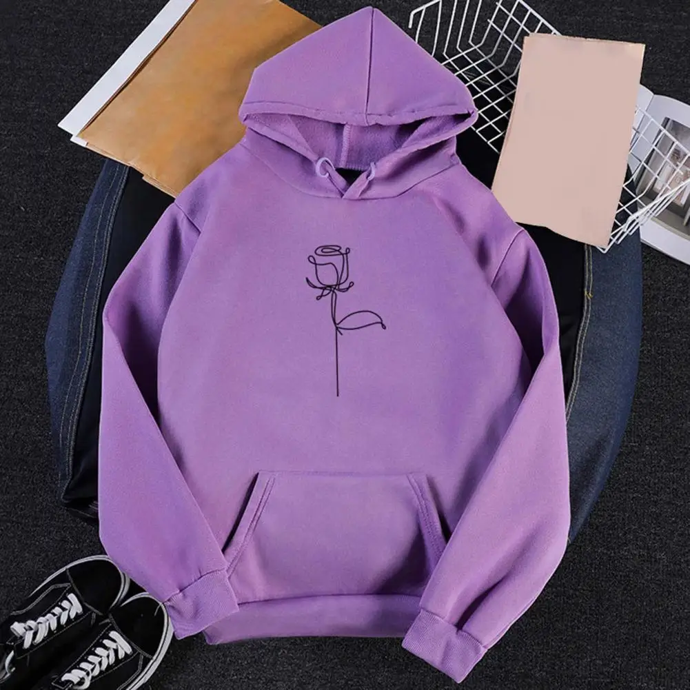 

Fashion Long Sleeve Flower Women Top Breathable Pullover Hoodie Loose Long Sleeve Women Pullover for Autumn