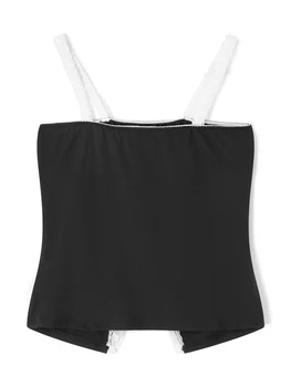 Women Camisole Sleeveless Flower Patchwork Slit Fit Summer Tops for Party Club 5