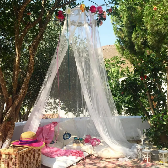 Moustiquaire à dôme suspendu d'été pour lit de fille, moustiquaire en tissu maille, pour maison, chambre à coucher, Camping en plein air 4