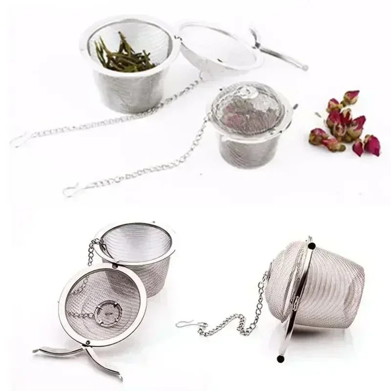 Stainless Steel Mesh Herbal Ball Reusable Tea Spice Strainer Teakettle Locking Tea Filter Seasoning Ball tea infuser tea strainer tea filter