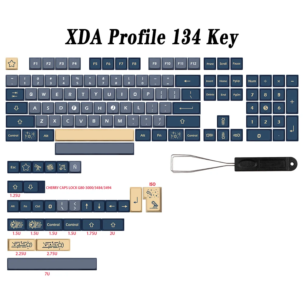 XDA – capuchons de clavier Stargaze, pour clavier mécanique gk61/rk61/64/68/84/980/104, accessoire de clavier, 7u 2.25u/2.75u