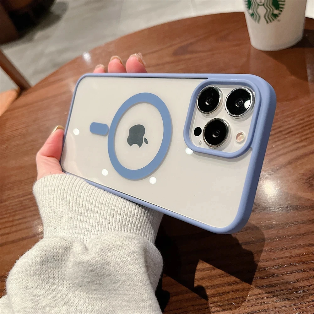 thumbnail image 1 of Magsafe-funda de lujo Ultra transparente para iPhone 11, 13, 12, 14, 15 Pro Max Plus, carga inalámbrica magnética, a prueba de golpes, cubierta de parachoques suave, 1 of 5