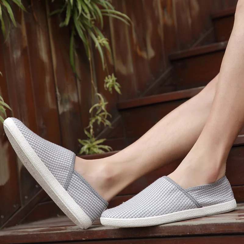 Linen Breathable Casual Flats Shoes Men's Canvas Loafers Fashion Men Canvas Shoes Slip on Fisherman Driving Footwear White Shoes 3