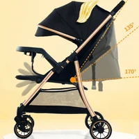 Poussette légère bidirectionnelle pour bébé, landau de voyage portable à un bouton, chariot pour bébé, landau pliable à vue haute 2