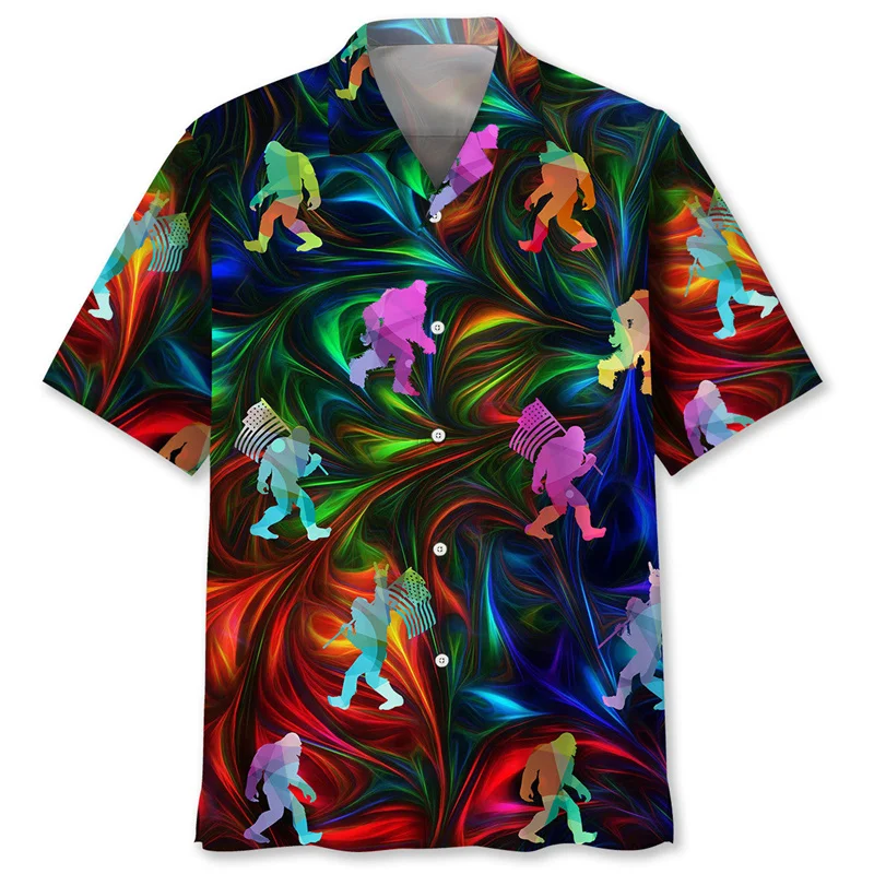 Colorful Animal 3d Printed Hawaiian Shirt For Men Summer Street Short Sleeves Cool Tops Shirts Lapel Button Blouse Male Clothing
