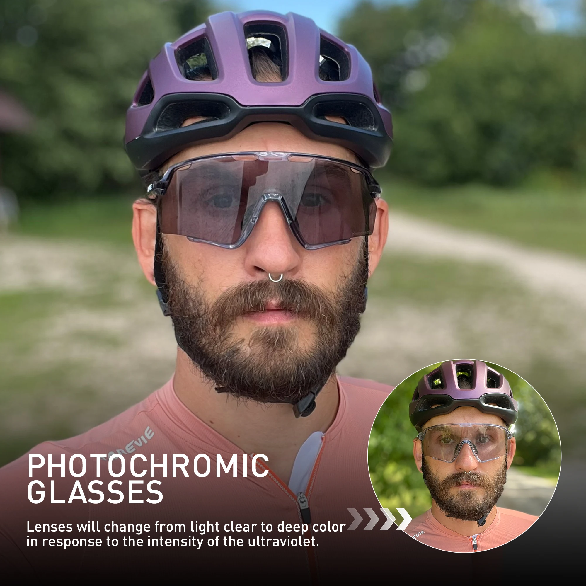 Photochromic Cycling Sunglasses Men Women Outdoor TR90 Frame Sports Bicycle Glasses UV400