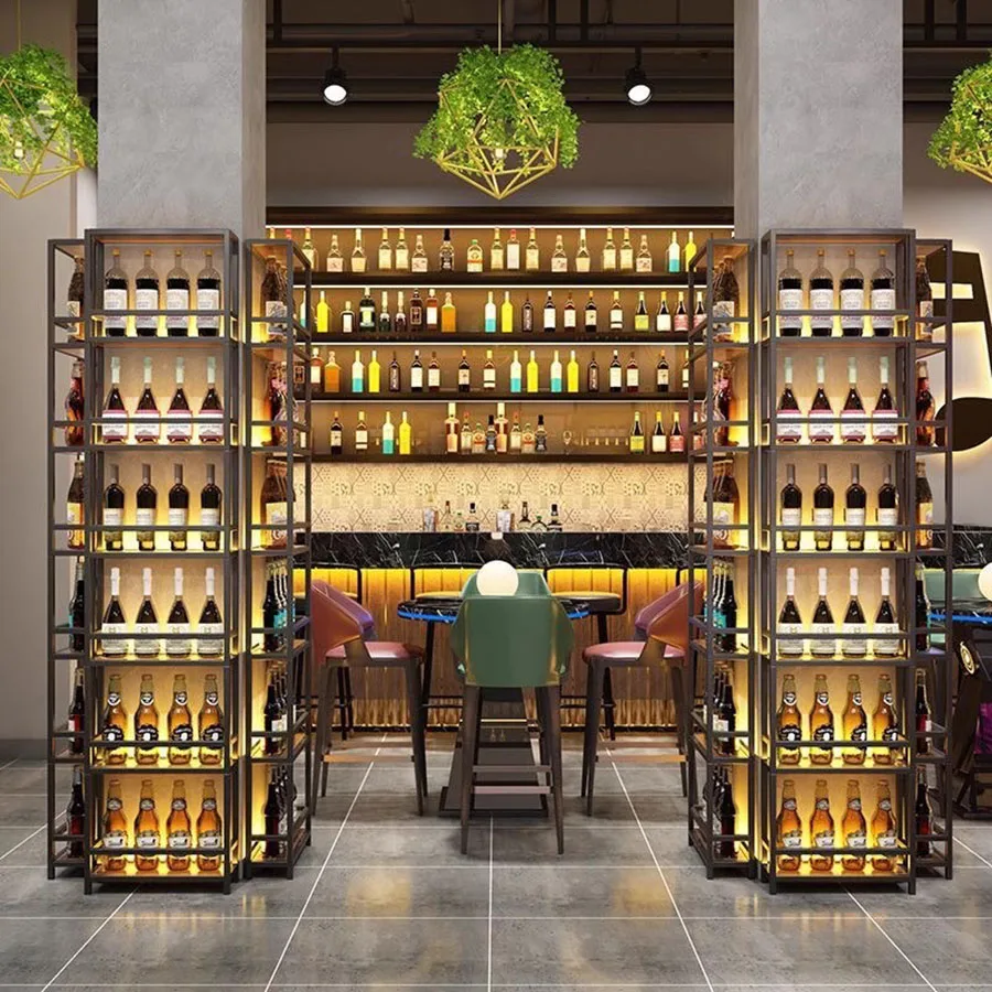 Kitchen Nordic Bar Cabinet Industrial Living Room Iron Modern Narrow Ideas Vertical Art Wine Rack Wijnrek European Furniture