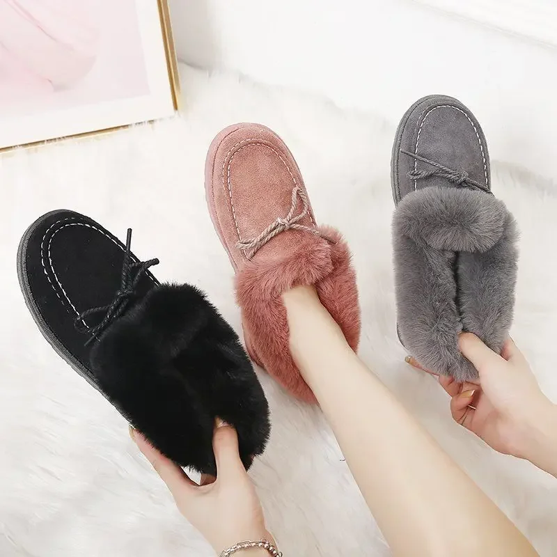 Women Winter Genuine Leather Fleece-lined Ankle Boots