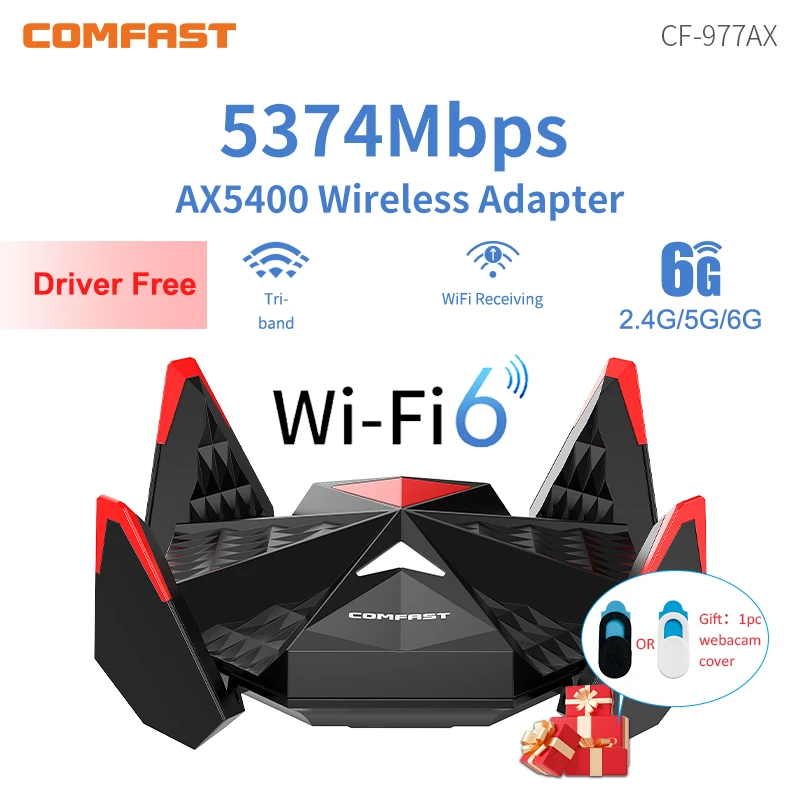 Usb Adaptador sem Fio Antenas E-sports Jogo wi fi Dongle Wpa3 Rtl8832cu Ax5400 2.4g&5g&6g Placa de Rede Wi-fi Win10 11 Wifi6