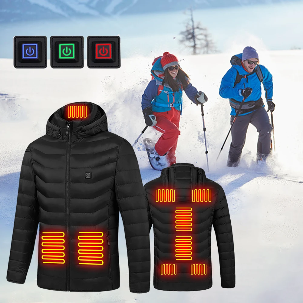 9 Heating Areas Vest Jacket Men Winter Electric Heated Vest Men USB Infrared Waistcoat S- 6XL For Sports Hiking Camping Unisex