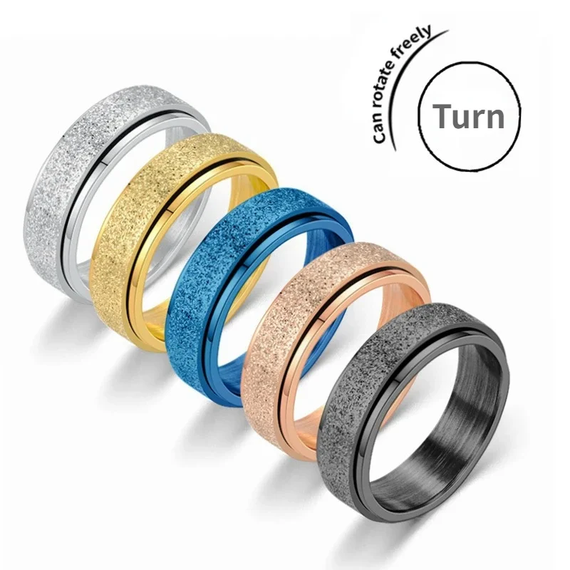 2025 Fashion Style Glatt drehbare Edelstahlringe für Männer und Frauen, 6 mm, druckbeständig, Geschenkschmuck_voghion.com