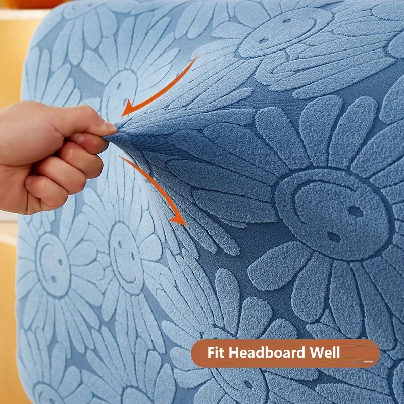 Jacquard Soft All-inclusive Headboard Cover Solid Color High Elastic Bed Head Cover King Queen Size Removable Backrest
