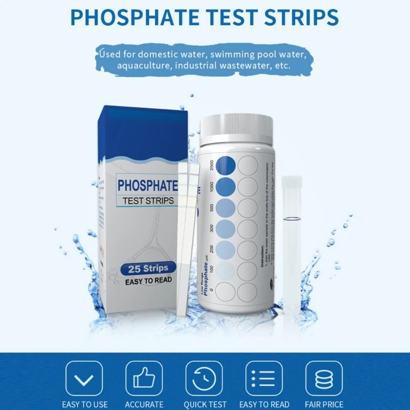 Aquarium Test Strips 25Pcs Easy Testing for PH Chlorine Hardness Alkalinity Fishtank Water Quality Phosphate Test Strips