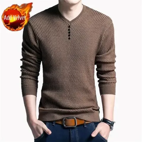 thumbnail image 1 of Suéteres de punto para hombre, jersey de cuello en V para hombre, novedad en la moda coreana, jerséis de punto para otoño e invierno, reseñas de ropa Y2k, 1 of 5