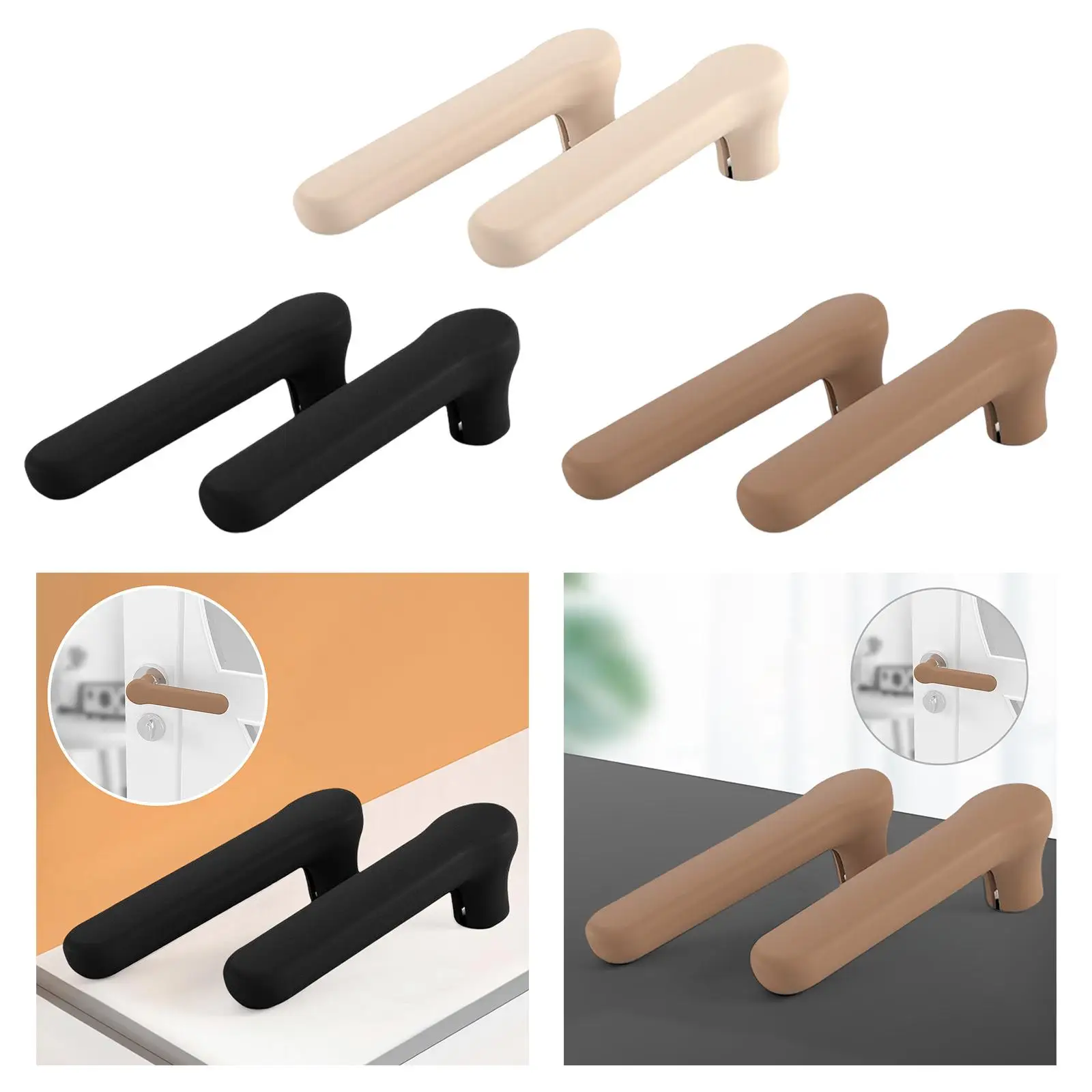 2Pcs Door Handle Cover Silicone Sleeve Door Knob Cover Noiseless Anti Collision Protector Gloves Anti Static Door Handle Guard