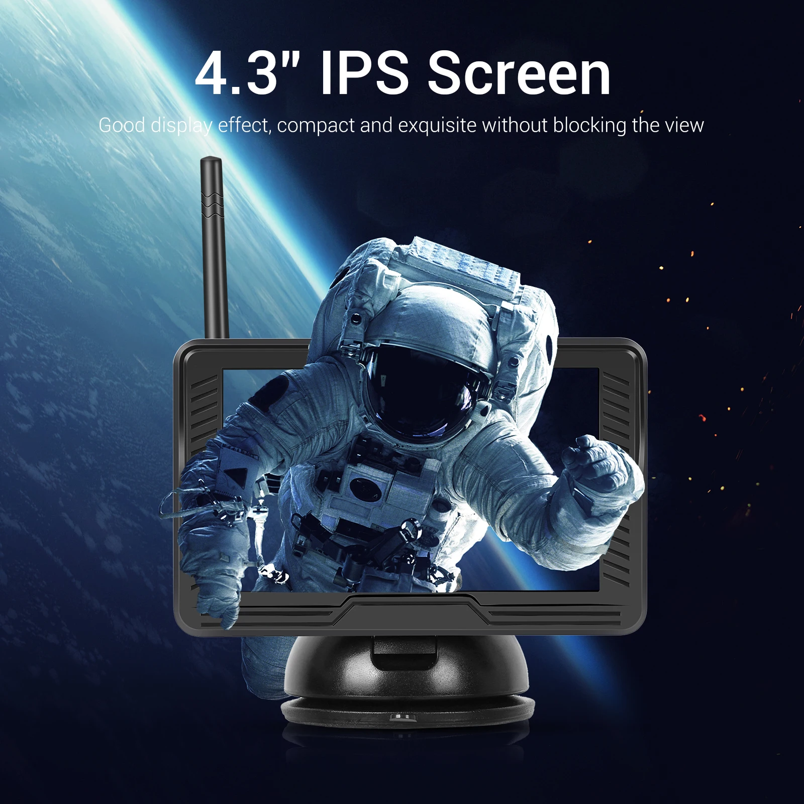 Monitor de coche Podofo de 4.3 pulgadas con pantalla LCD IPS, cámara de respaldo inalámbrica, cámara de reversa antiinterferencias, largo alcance, IP69 a prueba de agua 4